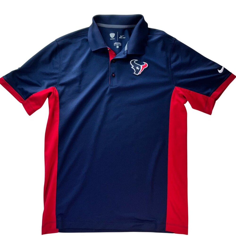 Houston Texans Nike Dri-Fit Polo Shirt S Navy & Red NFL Training Equipment Appar